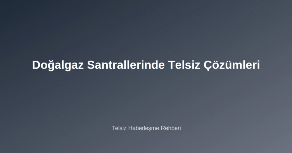 Doğalgaz Santrallerinde Telsiz Çözümleri